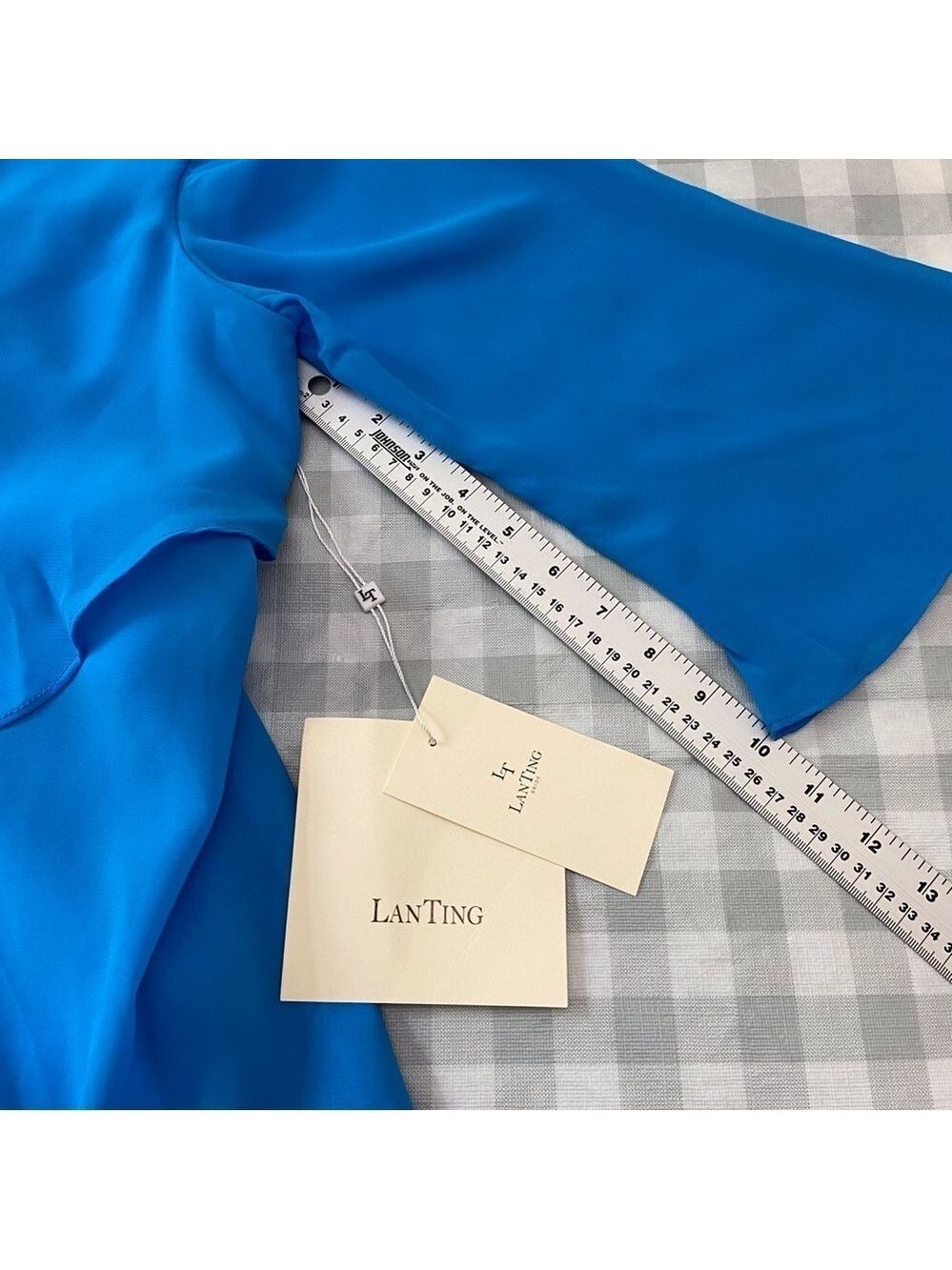 LT Lanting Bride Blue Chiffon Plus XXL Asymmetric Blouse Resort Poolside Chic - Picture 13 of 16